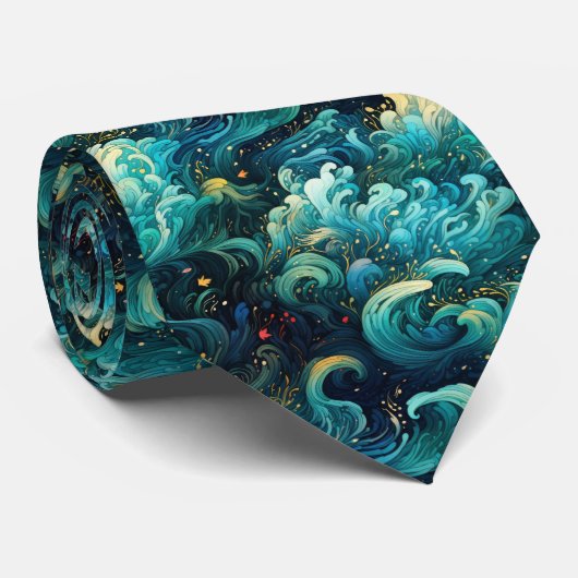 CRAVATE 美しい和風の雲浮世絵 (Roulé)