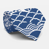 CRAVATE 青と白の和柄模様 (Roulé)