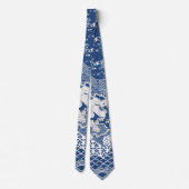 CRAVATE 青と白の和柄模様 (Dos)
