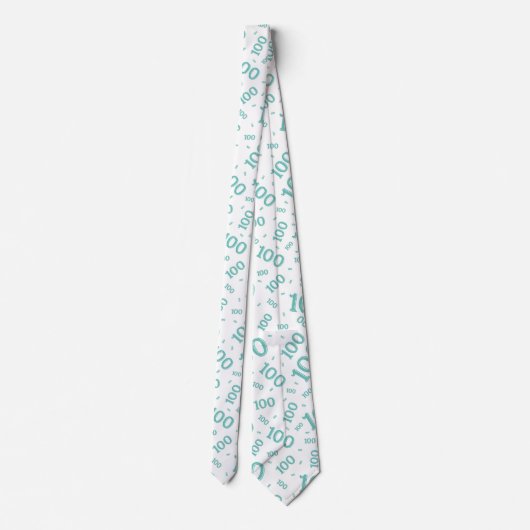 Cravate 100e anniversaire Random Number Motif Turquoise (Dos)