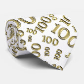 Cravate 100e anniversaire Random Numéro Motif Or/Blanc (Roulé)