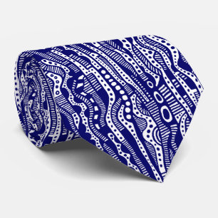 Cravate 120115 - Navy profond sur Blanc