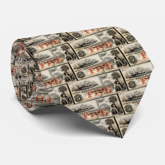 Cravate 1853 billet de banque de Cochituate des cinq (Roulé)