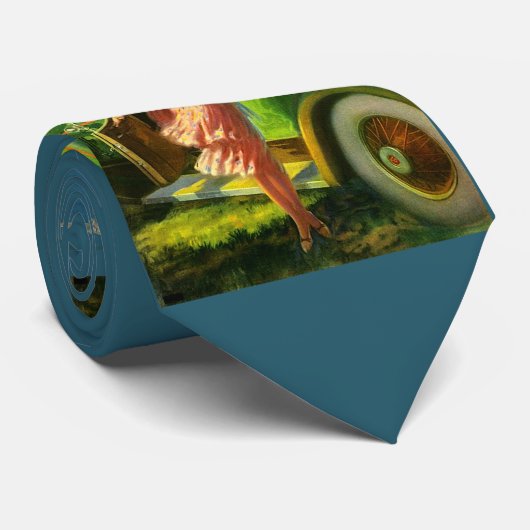 Cravate 1930 femme voiture et avion (Roulé)