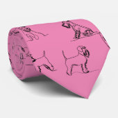 Cravate 1-5 Schnauzer Line Art Motif 001 Rose (Roulé)