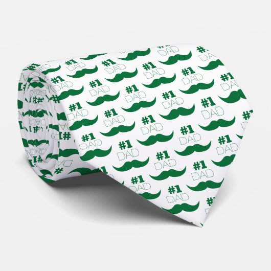 Cravate #1 Papa Moustache verte - Numéro Un (Roulé)
