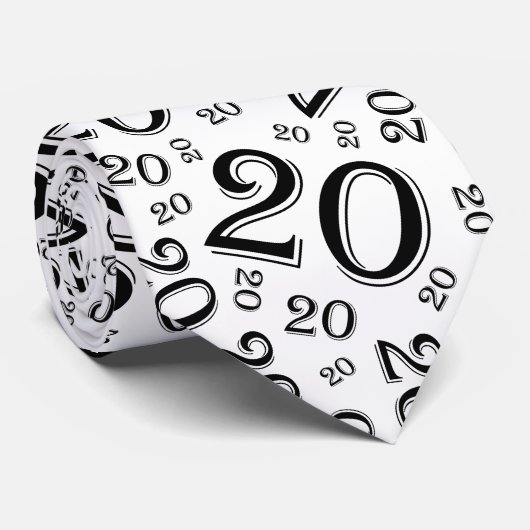 Cravate 20e anniversaire Random Number Motif noir/blanc (Roulé)