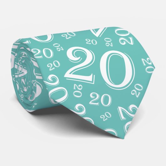 Cravate 20e anniversaire Random Number Motif Turquoise (Roulé)