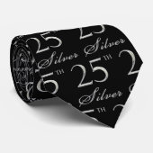 Cravate 25e anniversaire de l'argent argent et noir (Roulé)