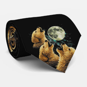 Cravate 3 chiens Golden Doodle hurlant à la lune Chiens mi