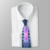 Cravate 3D Fractal Art Abstrait Motif bleu violet rose (Attaché)