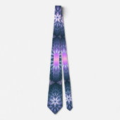 Cravate 3D Fractal Art Abstrait Motif bleu violet rose (Devant)