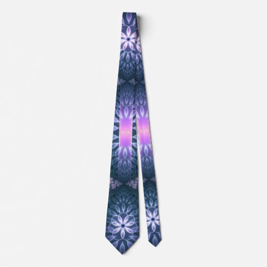 Cravate 3D Fractal Art Abstrait Motif bleu violet rose (Devant)