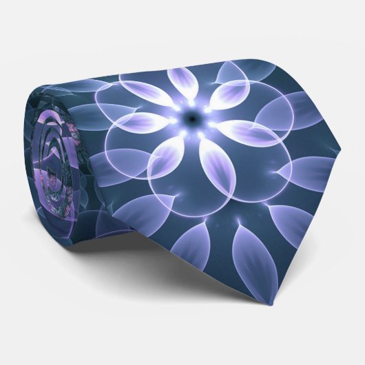 Cravate 3D Fractal Art Abstrait Motif bleu violet rose (Roulé)