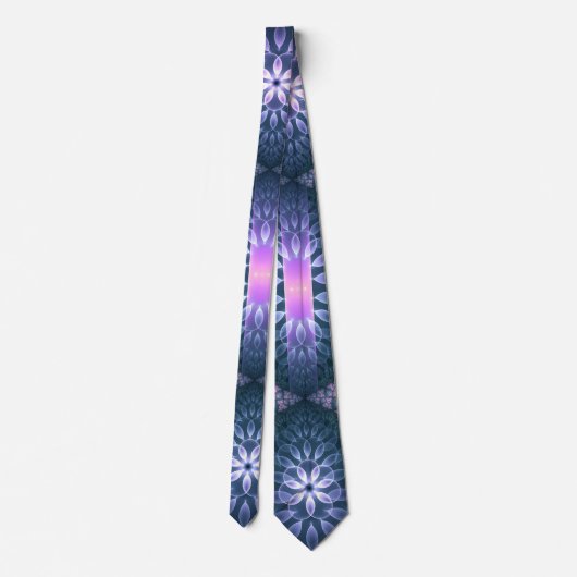 Cravate 3D Fractal Art Abstrait Motif bleu violet rose (Dos)