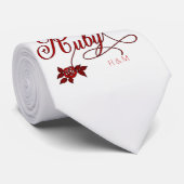 Cravate 40e anniversaire de rubis avec date et initiales (Roulé)