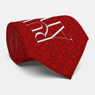 Cravate 40e anniversaire de Ruby Rich Red Damask et Argent