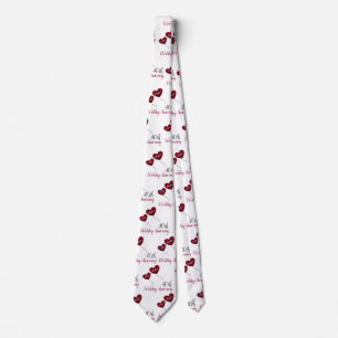Cravate 40e anniversaire du mariage Ruby coeur rouge et bl