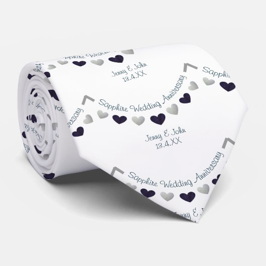 Cravate 45e saphir mariage anniversaire mari bunting (Roulé)