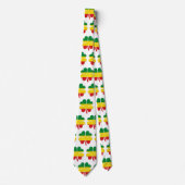 Cravate 4 Clocher de feuille en rasta rouge jaune vert (Devant)