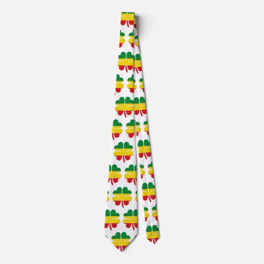 Cravate 4 Clocher de feuille en rasta rouge jaune vert (Devant)