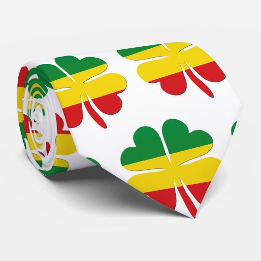 Cravate 4 Clocher de feuille en rasta rouge jaune vert (Roulé)