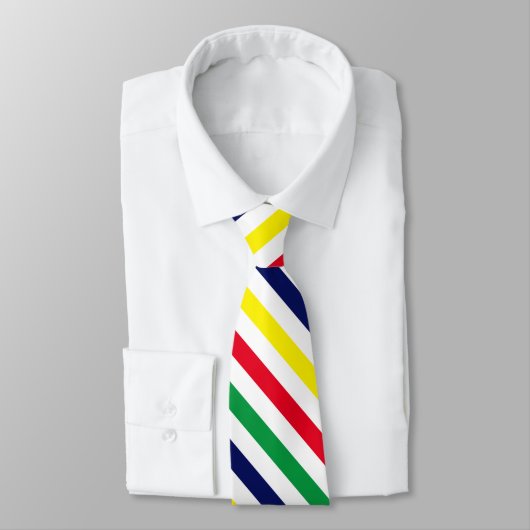 Cravate 4 Couleur Diag Bleu Bleu Jaune Vert Blanc (Attaché)