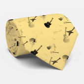 Cravate 4 de jaune de noir de roche de guitares (Roulé)