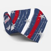 Cravate 4 juillet étoile rayée rouge et blanc (Roulé)