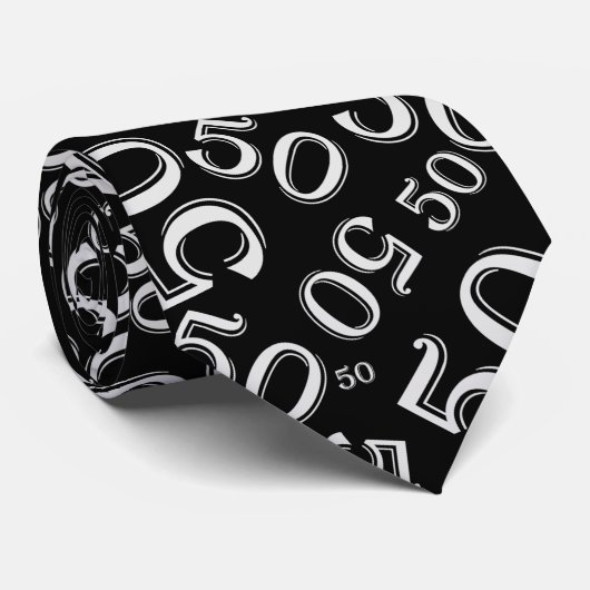 Cravate 50e anniversaire Random Number Motif Noir (Roulé)
