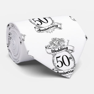 Cravate 50e Mariage d'or Roses