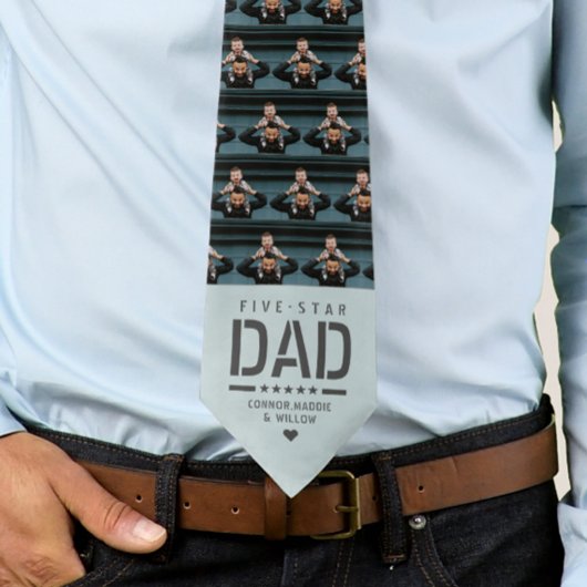 Cravate 5 STAR DAD Modern Cool 2 Photo Father's Day