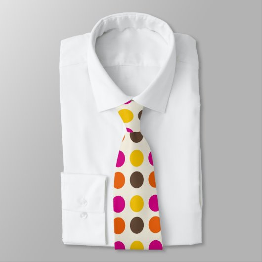 Cravate 60s 70s Boho Polka Dot Hippy Retro Tie (Attaché)