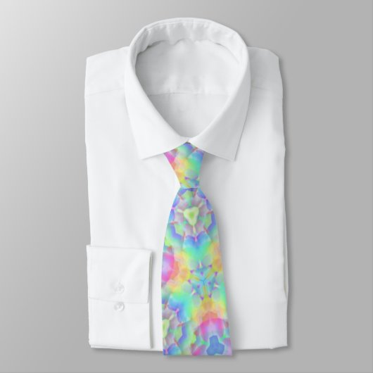 Cravate 60s Bright Pastel Kaleidoscope Imprimer (Attaché)
