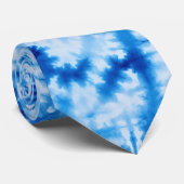 Cravate 60s Hippie Blue Tie Dye Retro Necktie (Roulé)