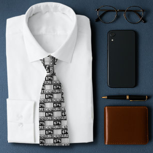 Cravate 67 Mème amusant Aura Énergie à 67 Six Sept Mème Ge