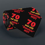 Cravate 70 Years Old and Still Smokin Hot<br><div class="desc">70 and Still Smokin Hot Tie. A fun gift for someone's 70th birthday. ⭐99% of my designs in my store are done in layers. This makes it easy for you to resize and move the graphics and text around so that it will fit each product perfectly. 📌 (Please be sure...</div>
