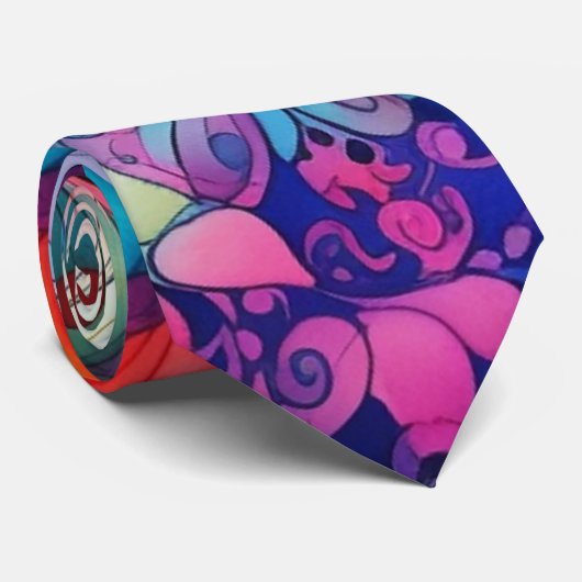 Cravate 70s 60s Psychedelic Hippy Retro Hip (Roulé)