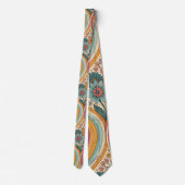 Cravate 70s Brown Floral Custom Tie – Elegant Fashion (Dos)