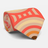 Cravate 70s Retro Circular Geometric Pattern. (Roulé)