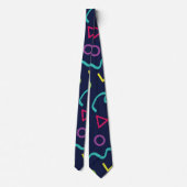 Cravate 80s 80 rétro néon Memphis motif (Dos)