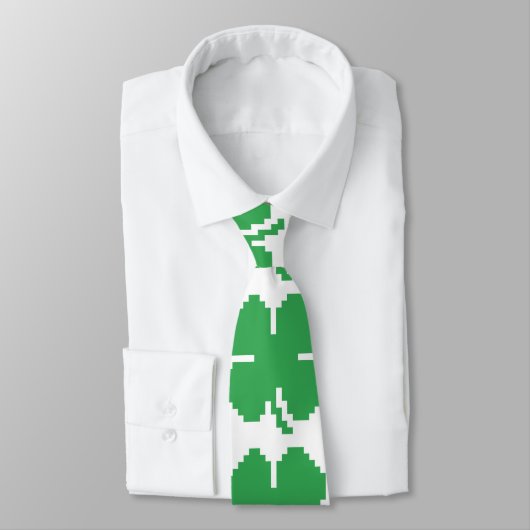 Cravate 8 bits Pixel Lucky Four Leaf Clocher (Attaché)