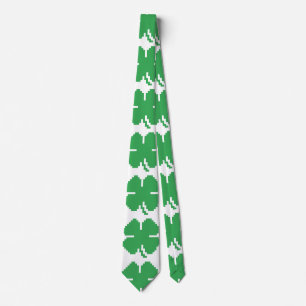 Cravate 8 bits Pixel Lucky Four Leaf Clocher