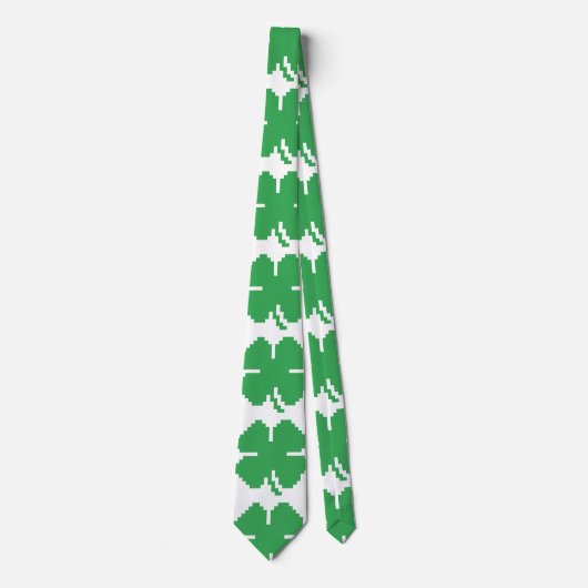 Cravate 8 bits Pixel Lucky Four Leaf Clocher (Devant)