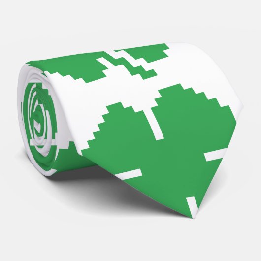 Cravate 8 bits Pixel Lucky Four Leaf Clocher (Roulé)