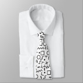 Cravate 90's Noir & Blanc Retro Shapes Motif (Attaché)