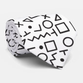 Cravate 90's Noir & Blanc Retro Shapes Motif (Roulé)