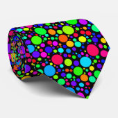 Cravate à bulles multicolores (noir) (Roulé)