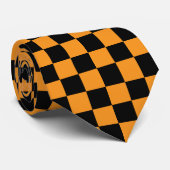Cravate À carreaux noir et orange (Roulé)