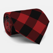 Cravate à carreaux noir et rouge buffalo (Roulé)